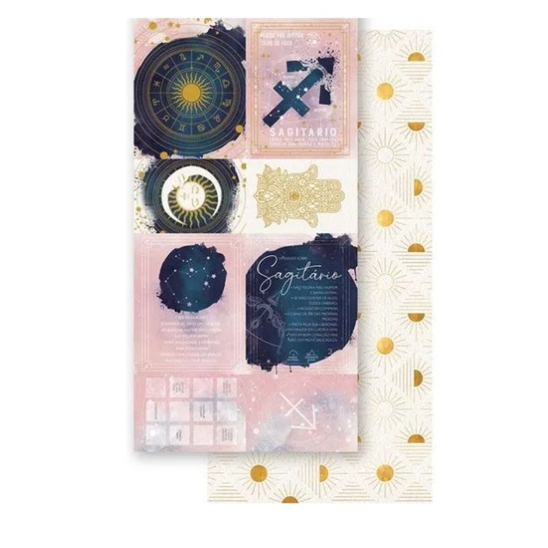 Papel Scrapbook Signo Sagitário Sdh-009 15x29,5cm Litoarte