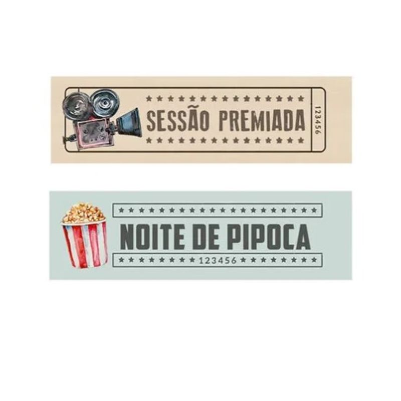 Aplique Papel Decoupage Cinema Tag Noite de Pipoca Apm4-446 4cm Litoarte