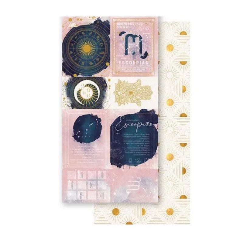 Papel Scrapbook Signo Escorpião Sdh-008 15x29,5cm Litoarte