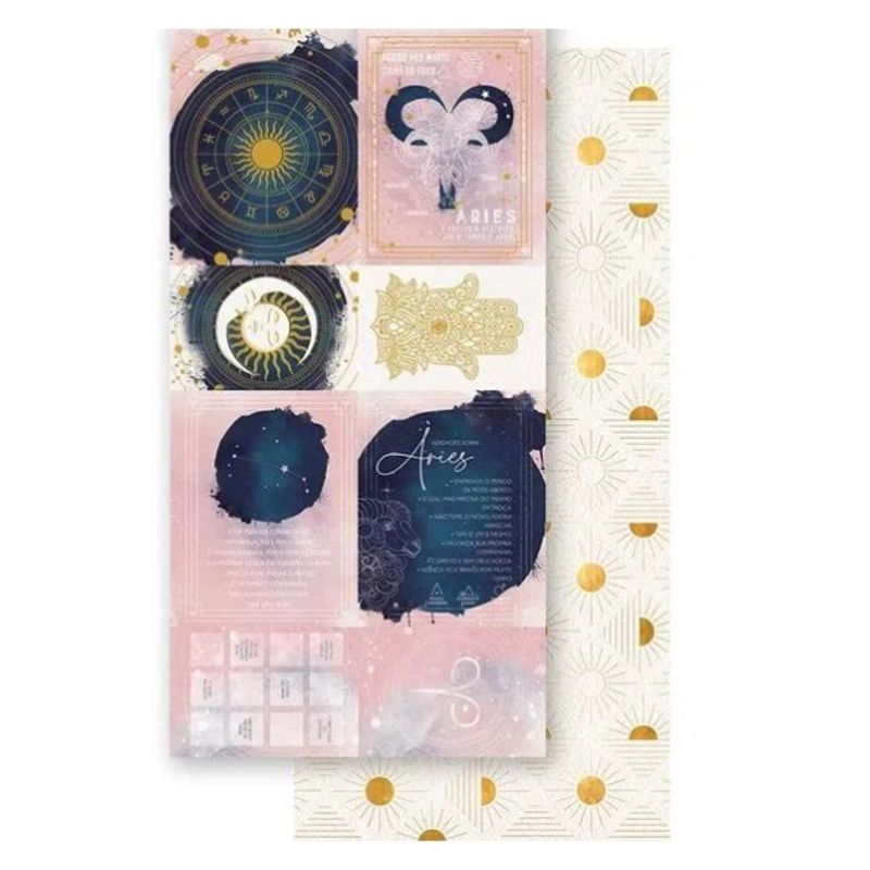 Papel Scrapbook Signo Áries Sdh-001 15x29,5cm Litoarte