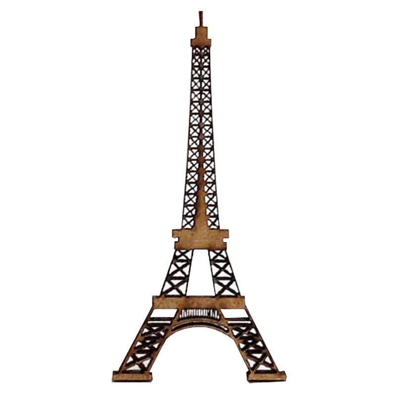 Pacote com 10 Aplique Decorativo Torre Eiffel 6cm Mdf Madeira