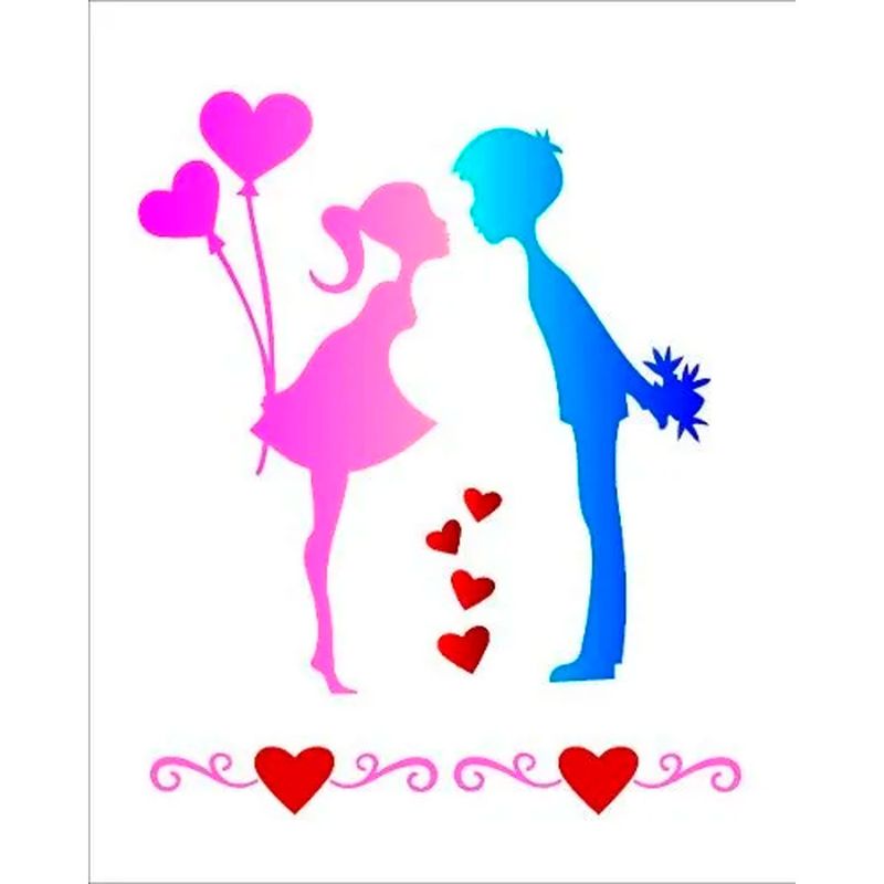 Stencil Simples Namorados Opa1449 20x25