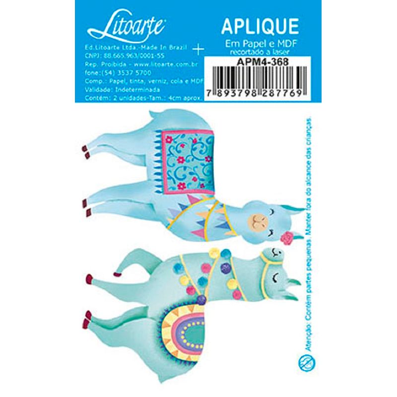 Aplique Decoupage Lhamas Verdes Apm4-368 em Papel e Mdf 4cm Litoarte