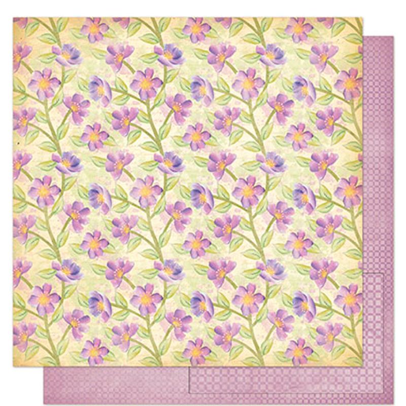 Papel Scrapbook Sd1-065 30,5x30,5cm Flores Lilás By Lili Negrão