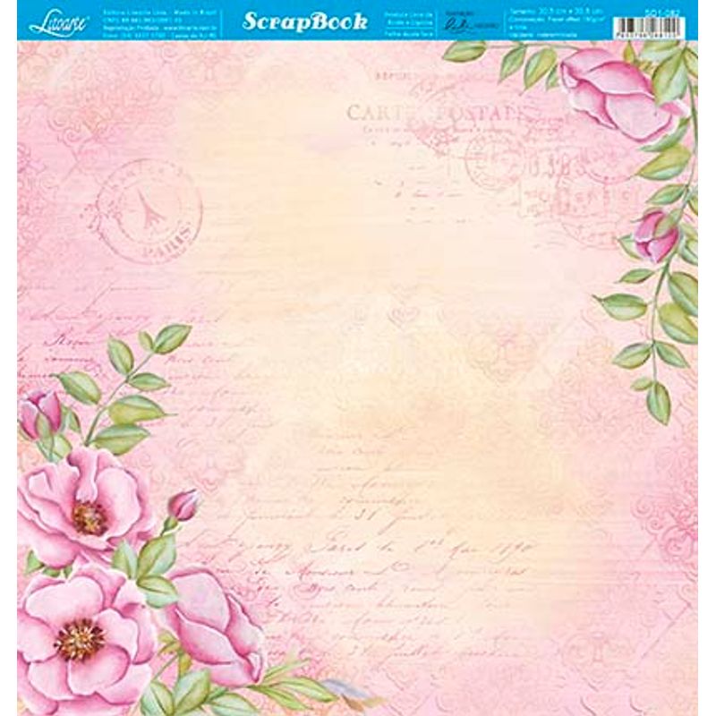 Papel Scrapbook Sd1-082 30,5x30,5cm Rosa Silvestre By Lili Negrão Litoarte