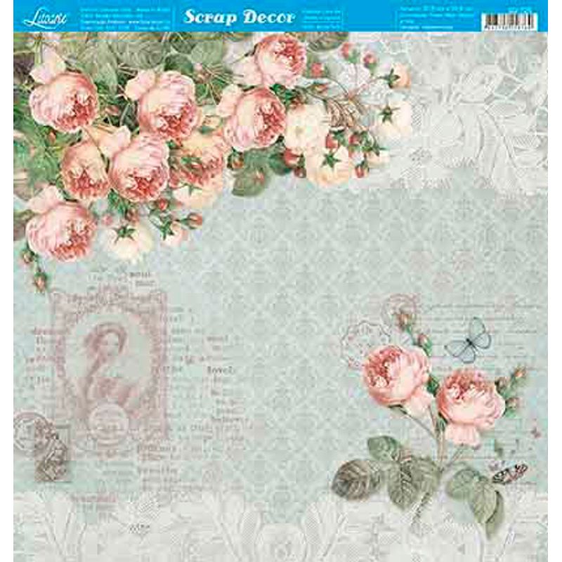 Papel Scrapbook Sd-725 30,5x30,5cm Shabby Chic de Rosas Litoarte
