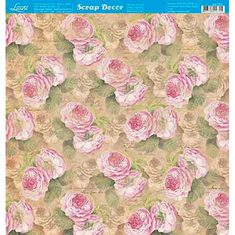 Papel Scrapbook Sd-723 Dupla Face 30,5x30,5cm Estampa de Rosas Adamascado Litoarte