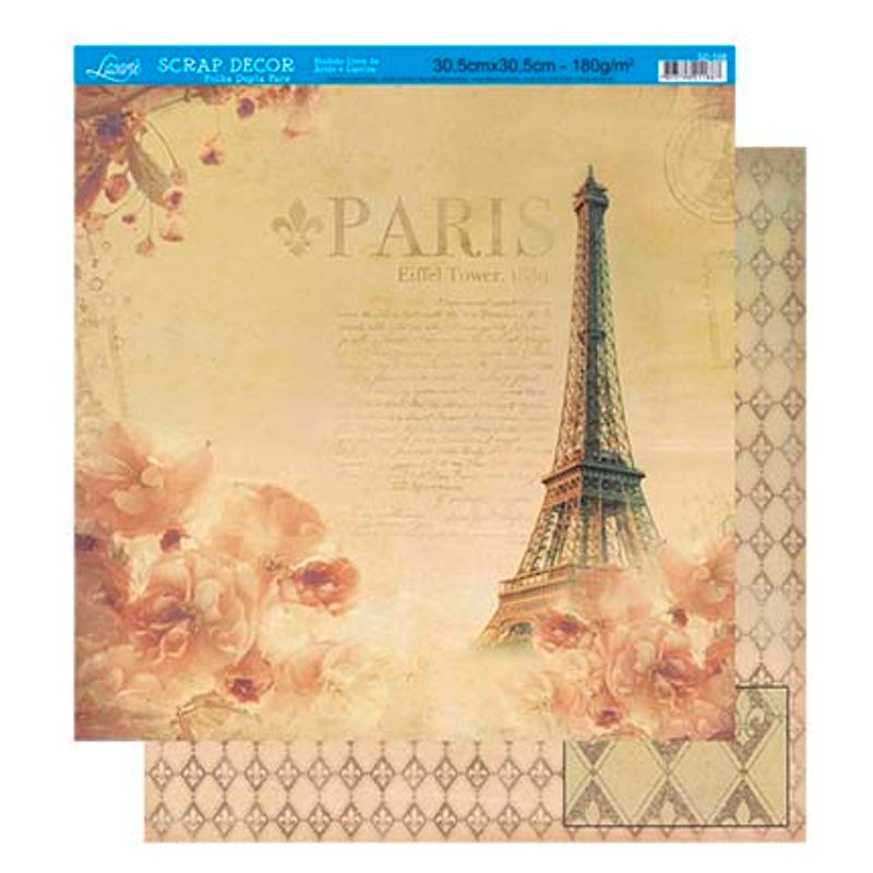 Papel Scrapbook Sd-508 Dupla Face Paris 30,5x30,5cm Litoarte