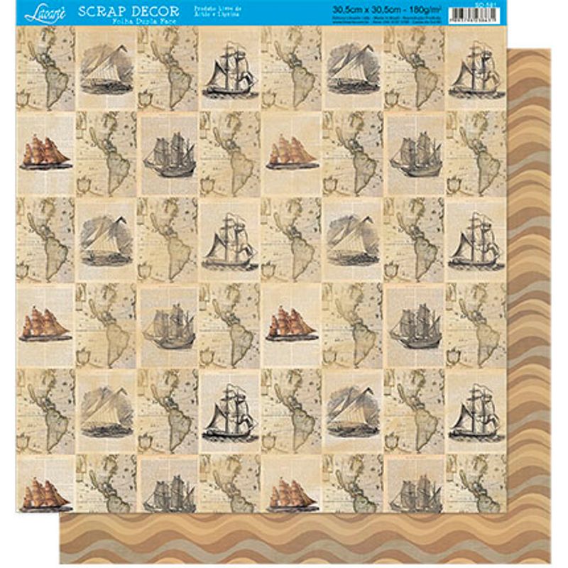 Papel Scrapbook Sd-591 Dupla Face Jornal Nautical 30,5x30,5cm Litoarte
