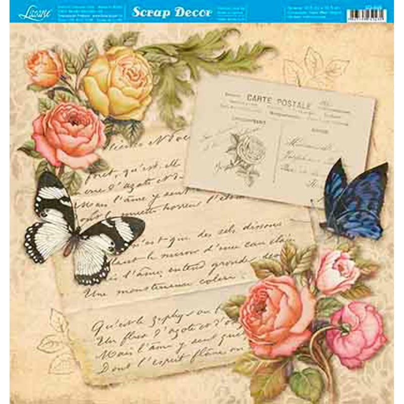 Papel Scrapbook Sd-699 Dupla Face Rosas e Carta 30,5x30,5cm Litoarte