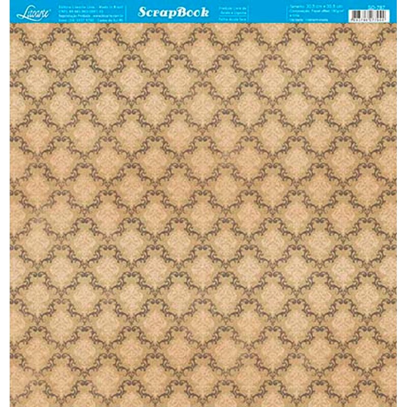 Papel Scrapbook Sd-787 Dupla Face Stampa Adamascada 30,5x30,5cm Litoarte