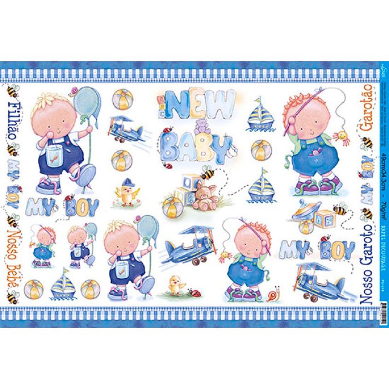Papel Decoupage Pd-019 New Baby Boy 34,3x49 - Litoarte