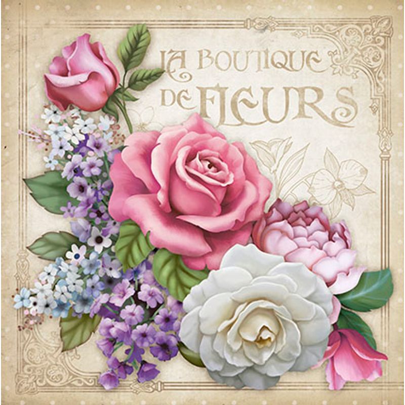 Papel Scrap Decor Folha Simples 20x20 Flor La Boutique Sdsxx-053 - Litoarte