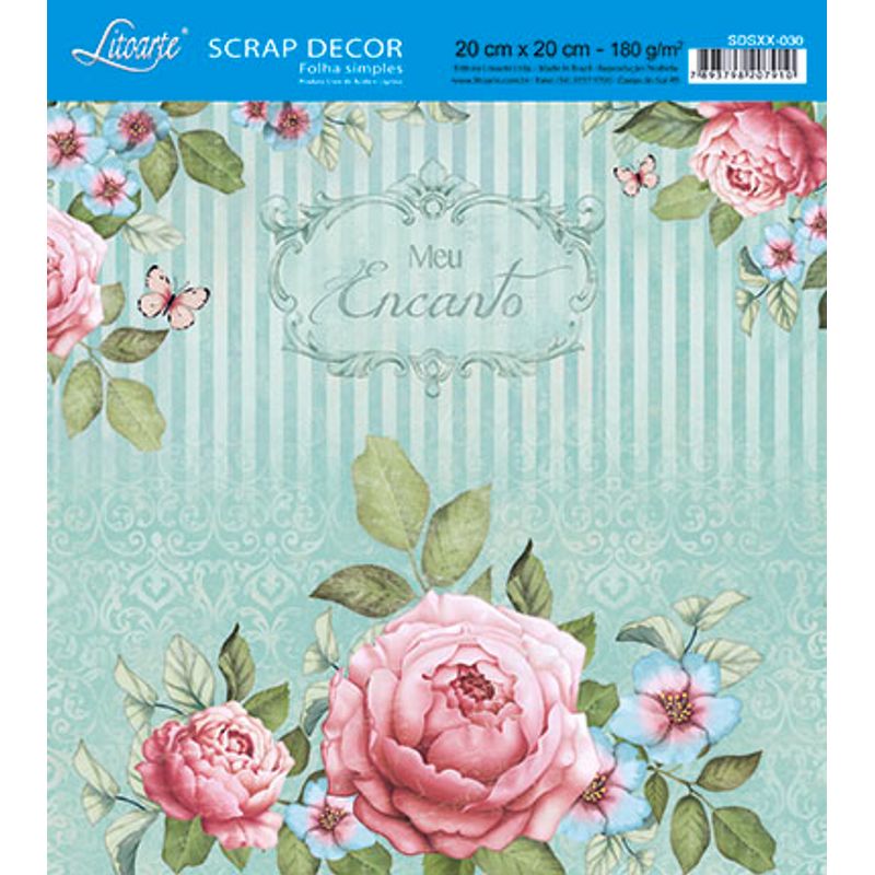 Papel Scrap Decor Folha Simples 20x20 Meu Encanto Sdsxx-030 - Litoarte