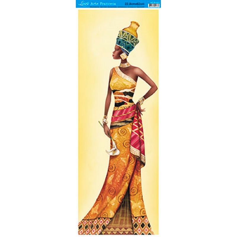 Decoupage Arte Francesa Vertical Africana com Flor Afve-007 - Litoarte