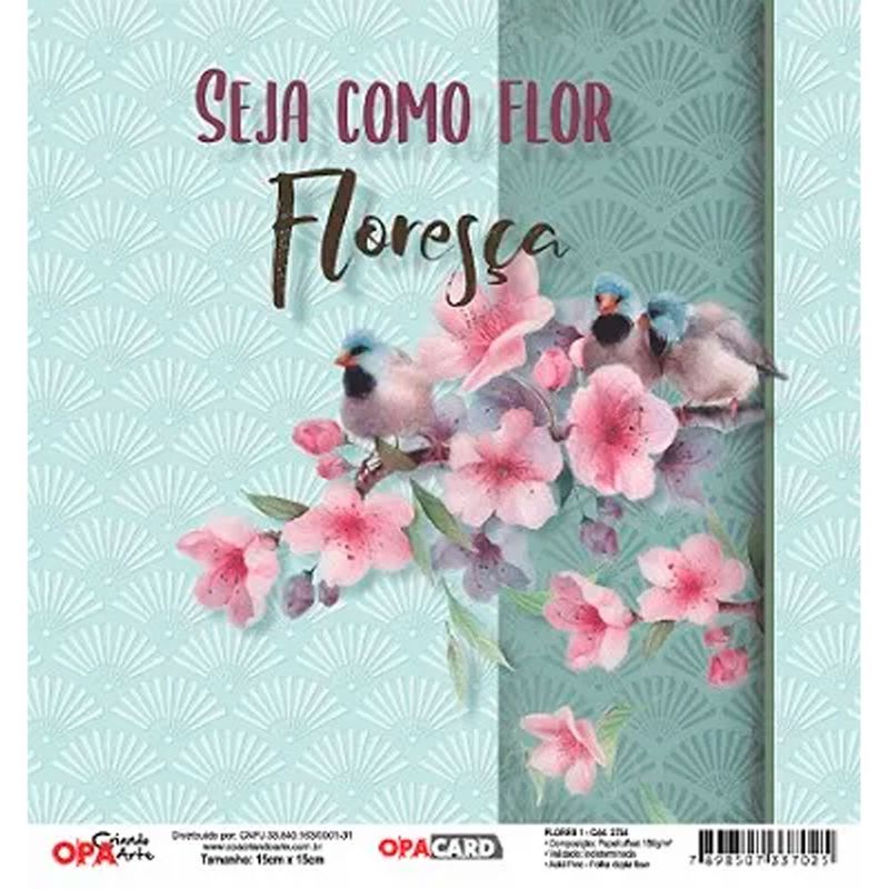 Papel Scrapbook Opacard Flores 1 15x15 2754 Opa