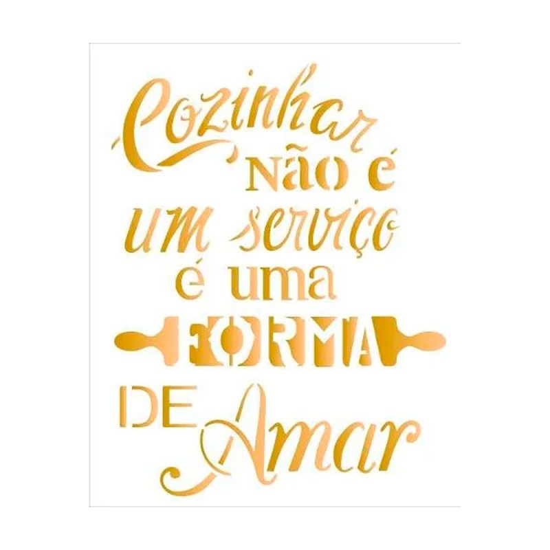 Stencil Simples Frase Cozinhar Opa2184 20x25