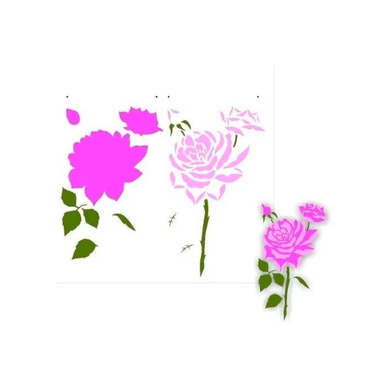Stencil Simples Flor Rosas Opa2205 30,5x30,5