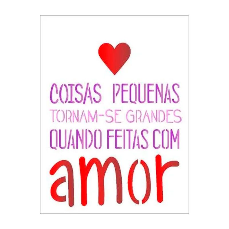Stencil Simples Frase com Amor Opa1754 15x20