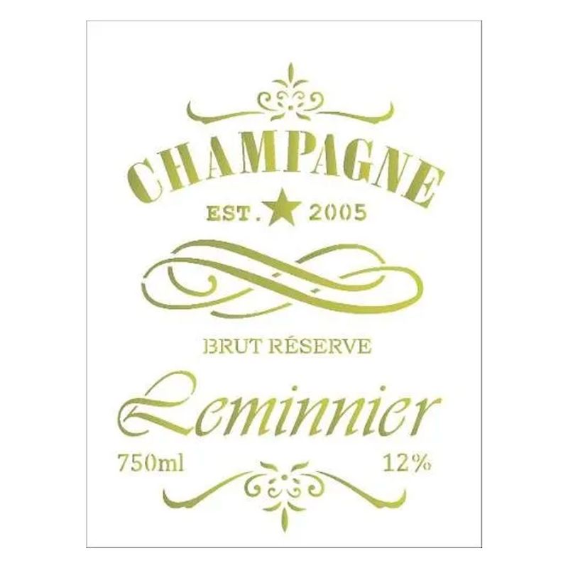 Stencil Simples Rótulo Champagne Opa2047 15x20