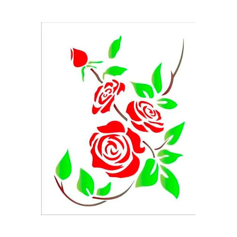 Stencil Simples Flores Rosas Opa1168 20x25