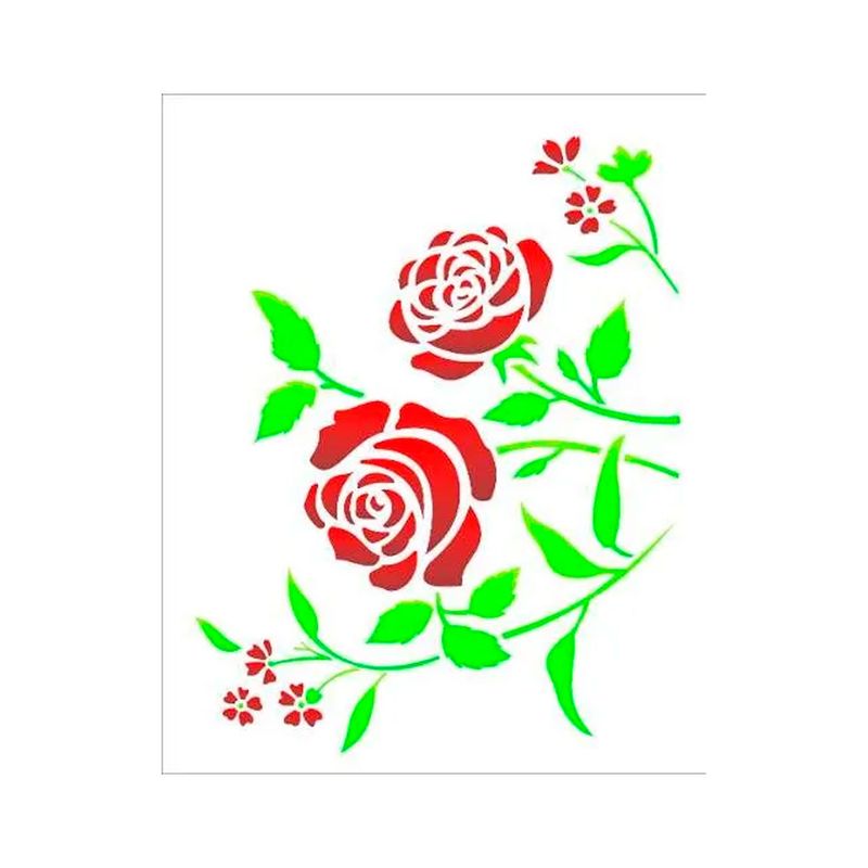 Stencil Simples Flores Roseira Opa1408 20x25