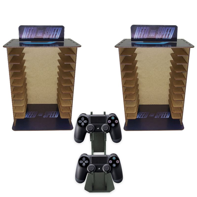 Kit 2 Porta 11 Jogos Físico Game Nfs + Suporte Controle 22x16,3x29,4 Mdf Madeira Adesivada