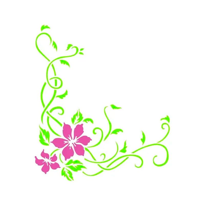 Stencil Simples Cantoneira Flores e Ramos Opa2263 20x25