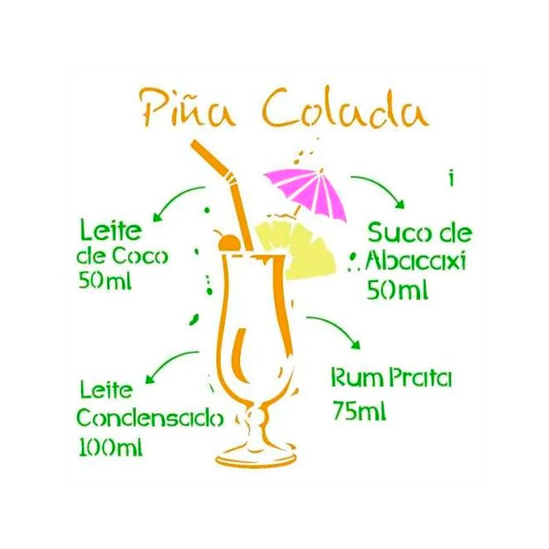 Stencil Simples Drink PiÑa Colada Opa2197 30,5x30,5