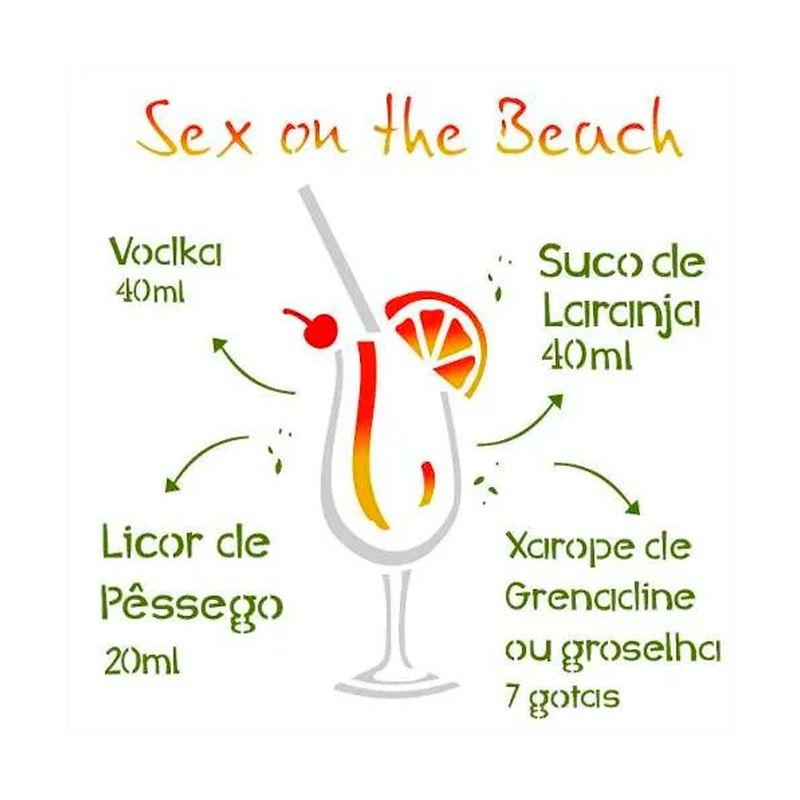 Stencil Simples Drink Sex On The Beach Opa2198 30,5x30,5