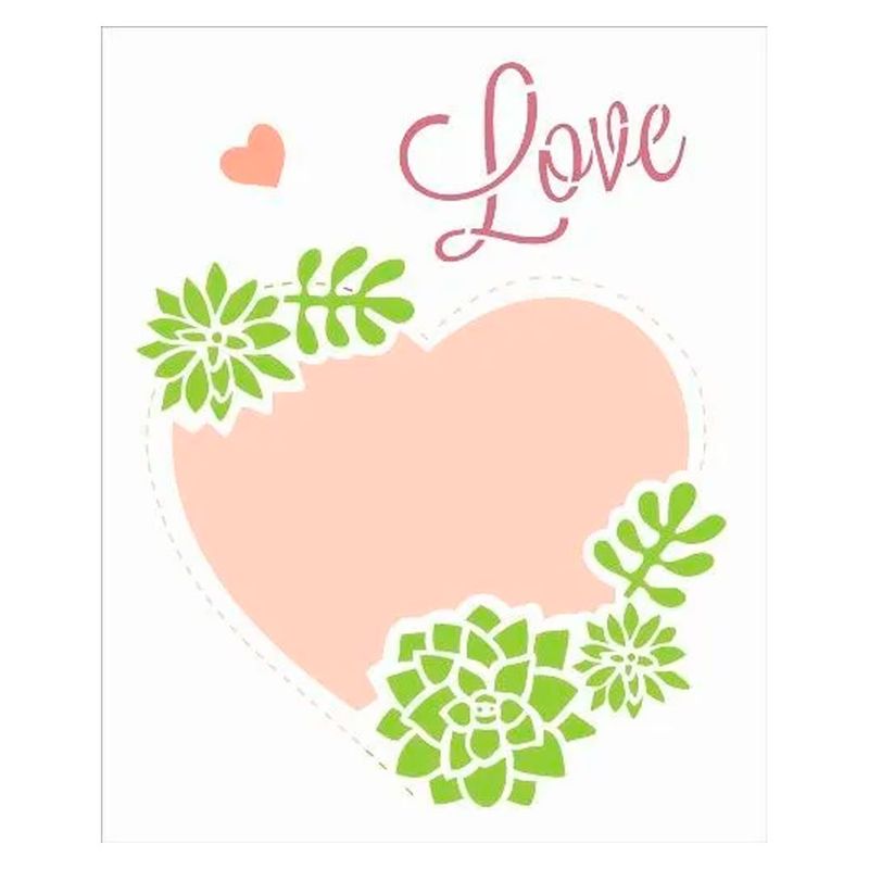 Stencil Simples Moldura Coração Opa2464 20x25