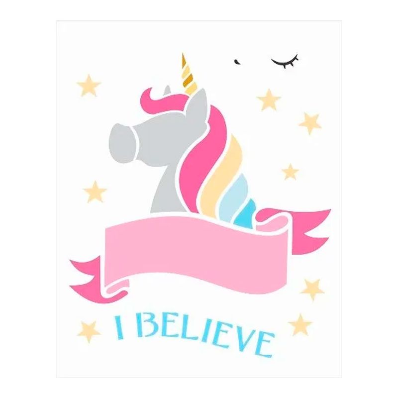 Stencil Simples Unicórnio e Tag Opa2368 20x25