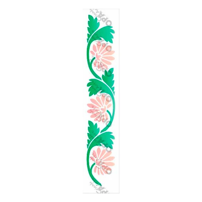 Stencil Simples Folhas e Flor Leque Opa2614 6x30