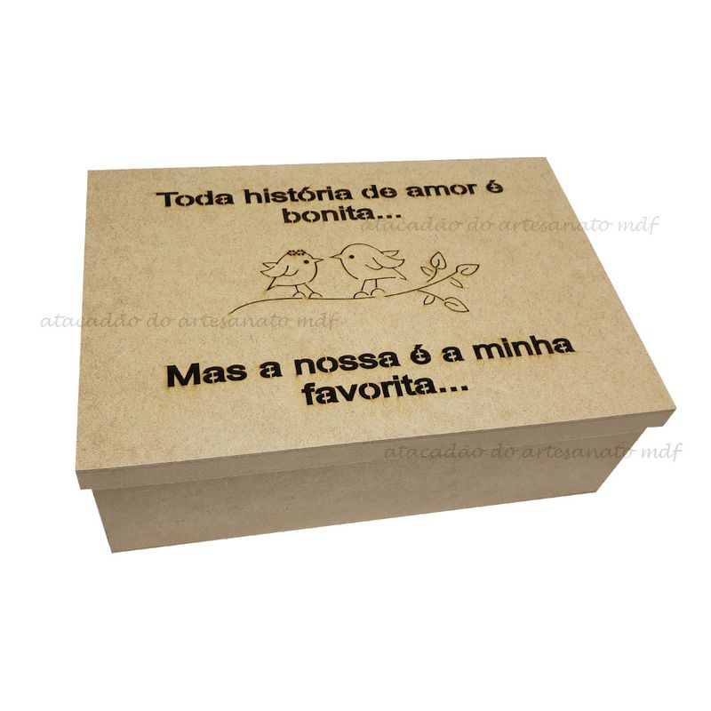 Caixa Quadrada Toda Historia de Amor 30x20x10 Mdf Madeira