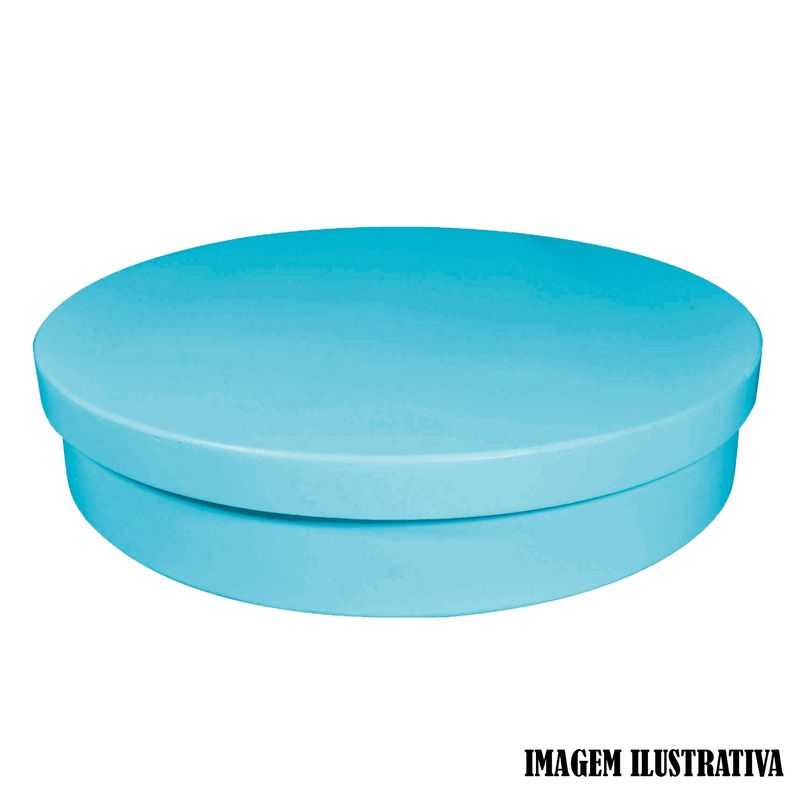 Caixa Redonda Tampa Sapato 30x12 Mdf Madeira Pintado AZUL BEBÊ