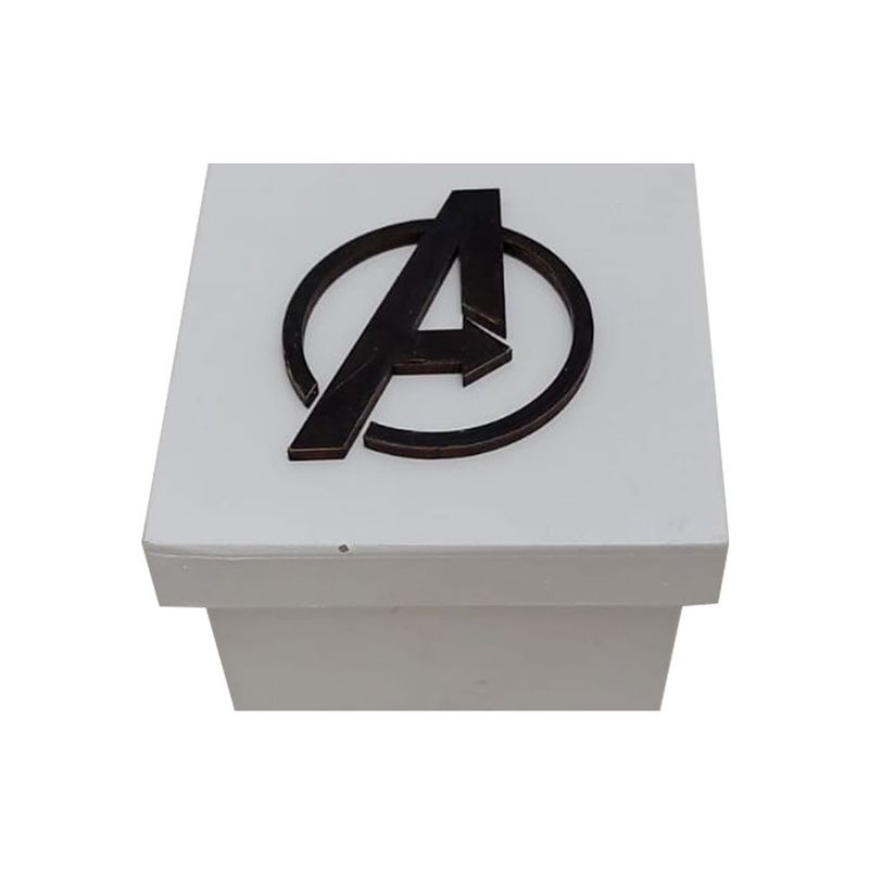 Caixa Tampa Sapato com Aplique Av 8x8x6 Mdf Madeira Branca BRANCO