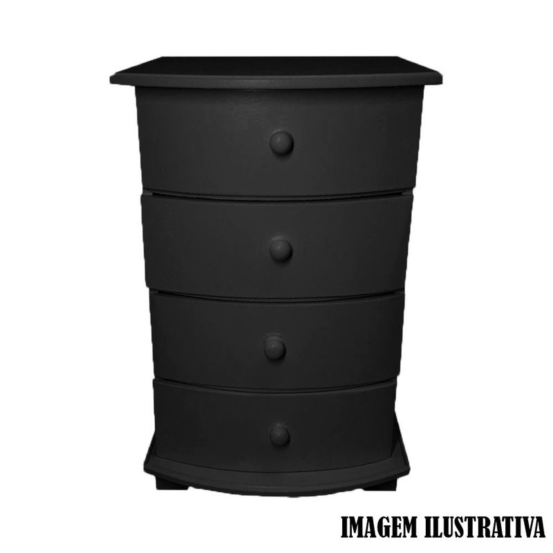 Comoda Arredondada 4 Gavetas 19cm Mdf Madeira Pintado PRETO