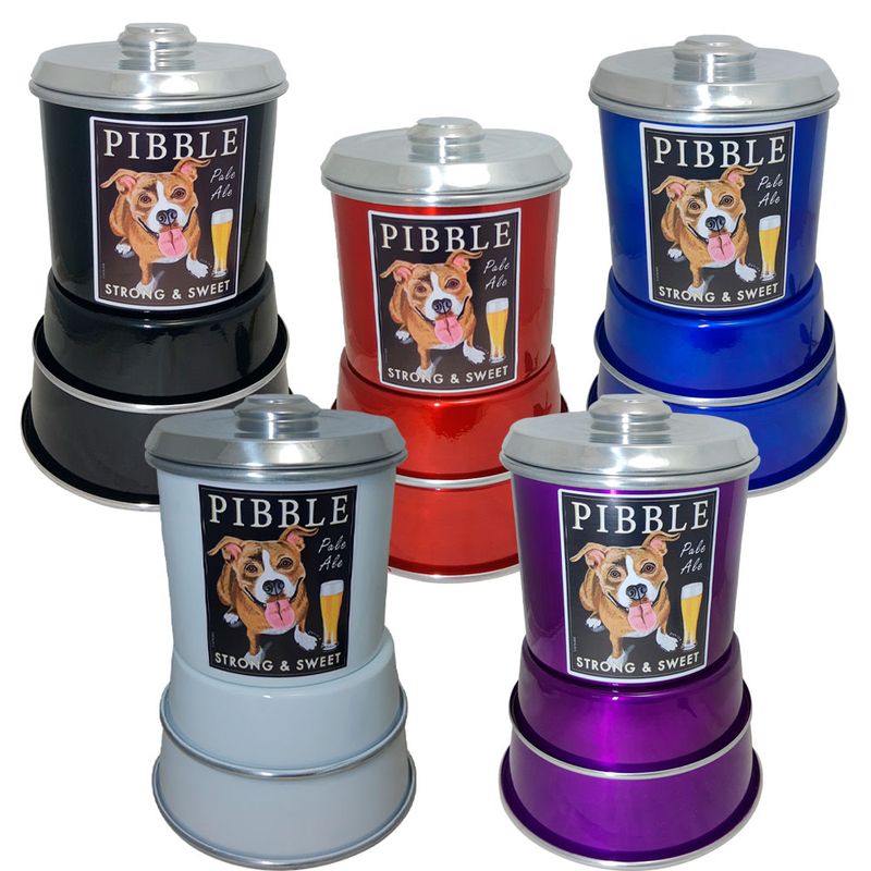 Kit Pet Comedouro + Pote de Ração Modelo Dog Pitbull Aluminio AZUL METÃLICO