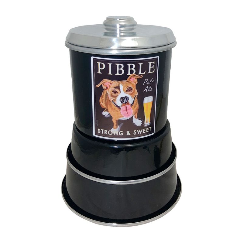 Kit Pet Comedouro + Pote de Ração Modelo Dog Pitbull Aluminio PRETO METÃLICO