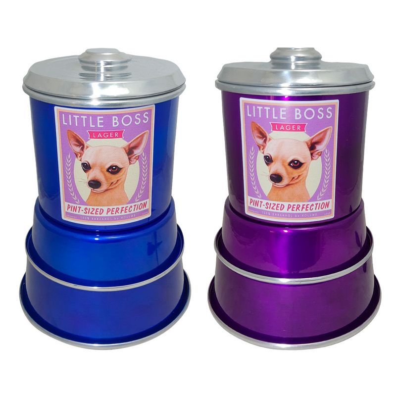 Kit Pet Comedouro + Pote de Ração Modelo Dog Pincher Aluminio AZUL METÃLICO