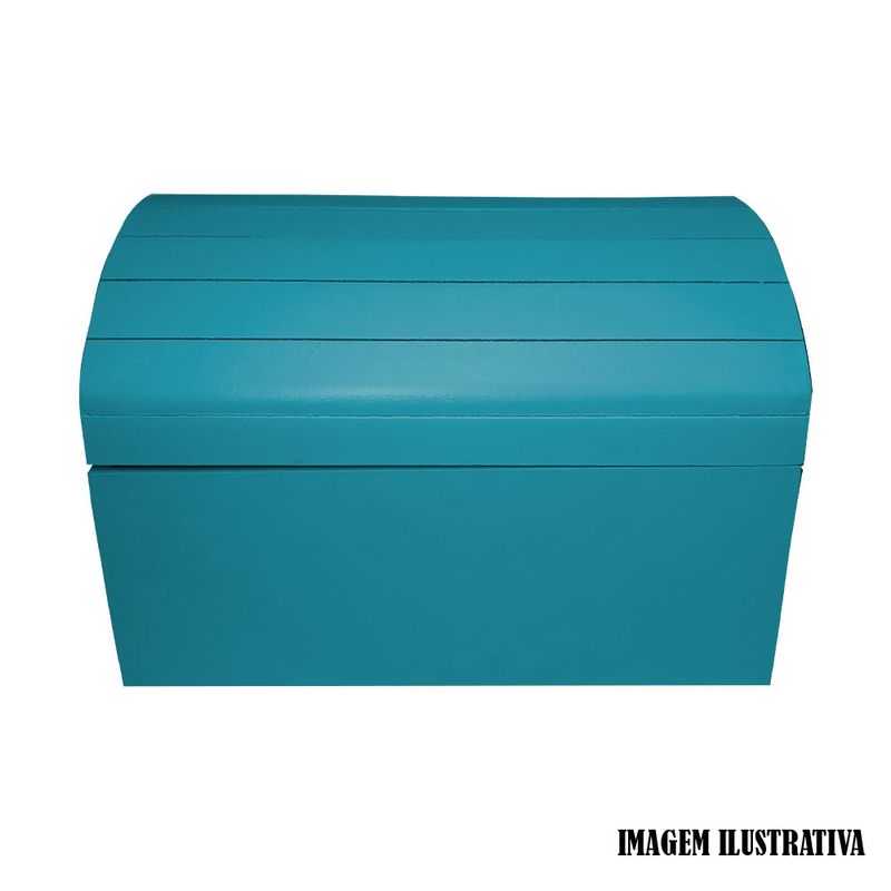 Baú Ripado Tamanho M 23cm Mdf Madeira Pintado AZUL BEBÊ