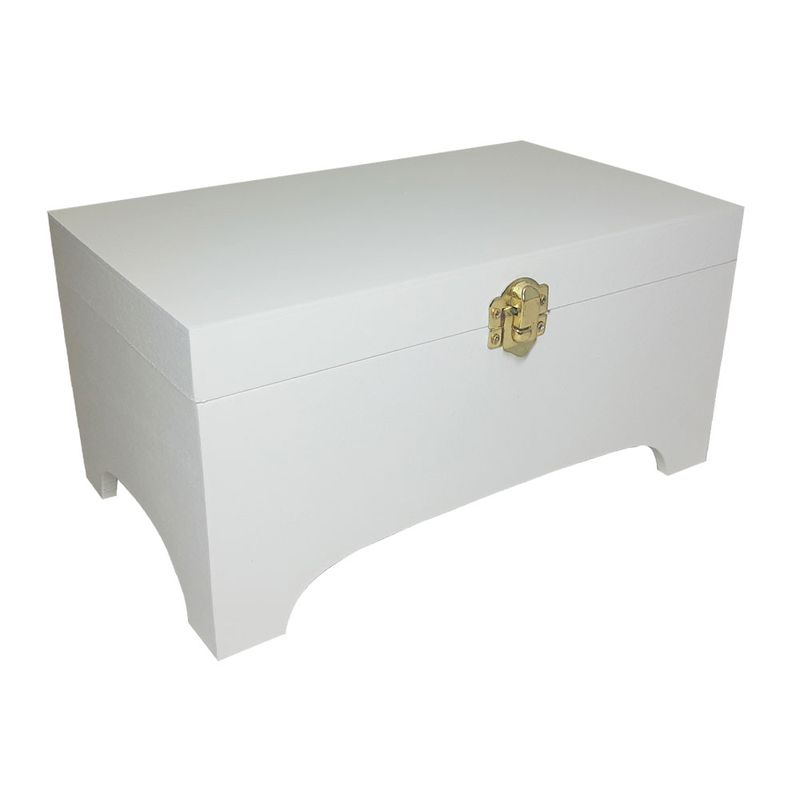 Caixa Baú Medio com Fecho 27cm Mdf Madeira Pintado BRANCO
