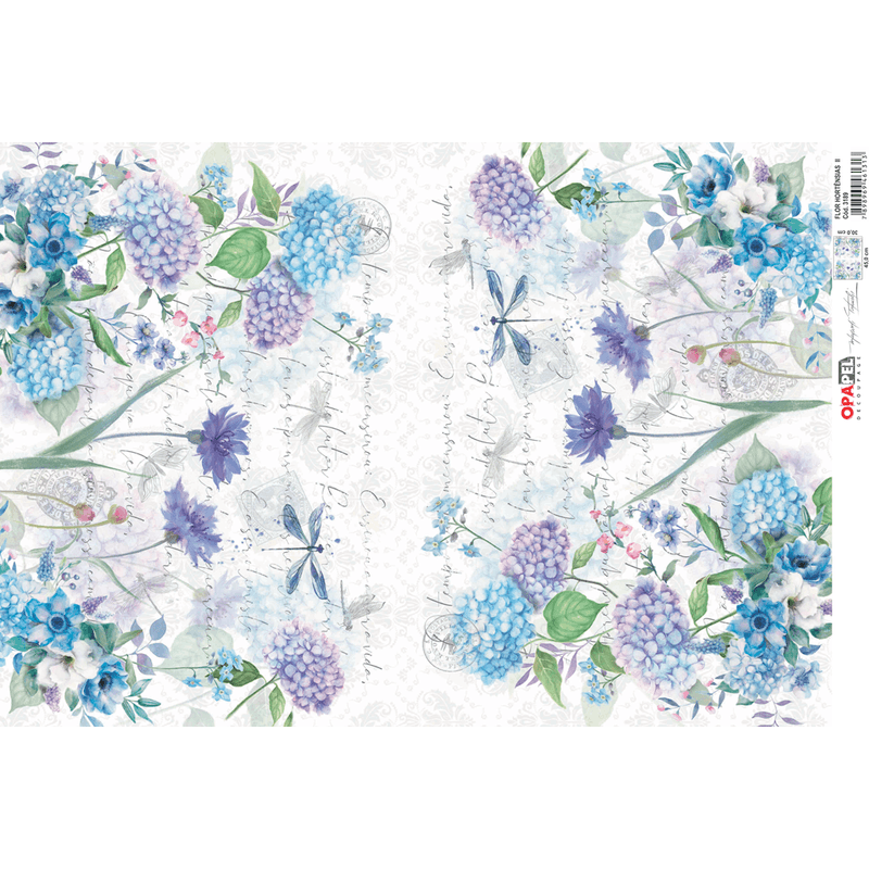 Papel Decoupage Opapel 30x45cm 3189 Flor Hortensias Ii Opa