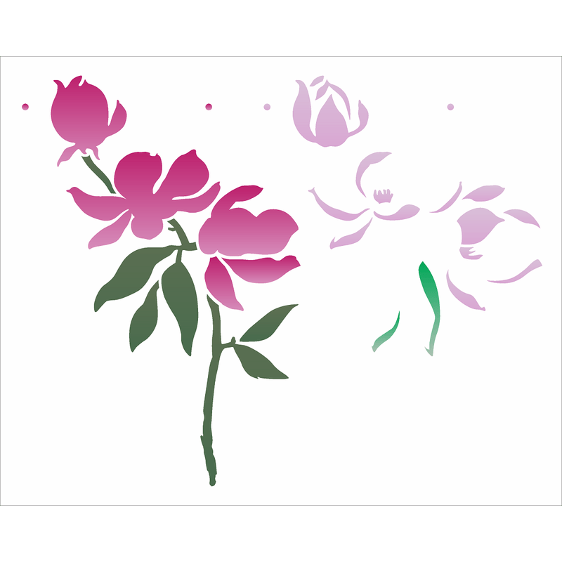 Stencil Simples Flor Magnolias 3176 20x25 Opa