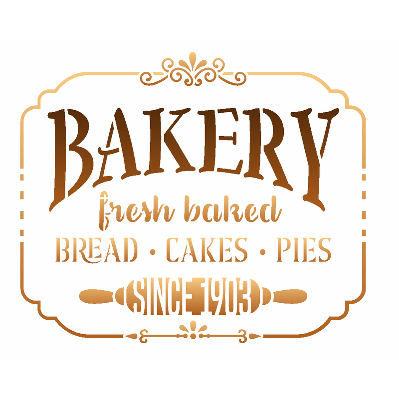 Stencil Simples Frase Bakery Fresh Baked 3177 20x25 Opa