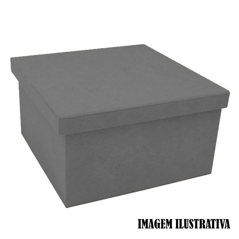 Caixa Quadrada Tampa Sapato 18x18x10 Mdf Madeira Pintado CINZA