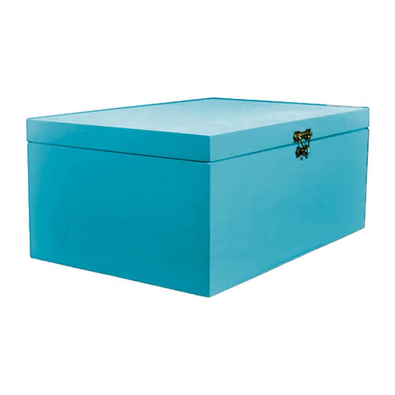 Caixa Lisa com Dobradiça e Fecho 45x30x15 Mdf Pintado AZUL BEBÃª