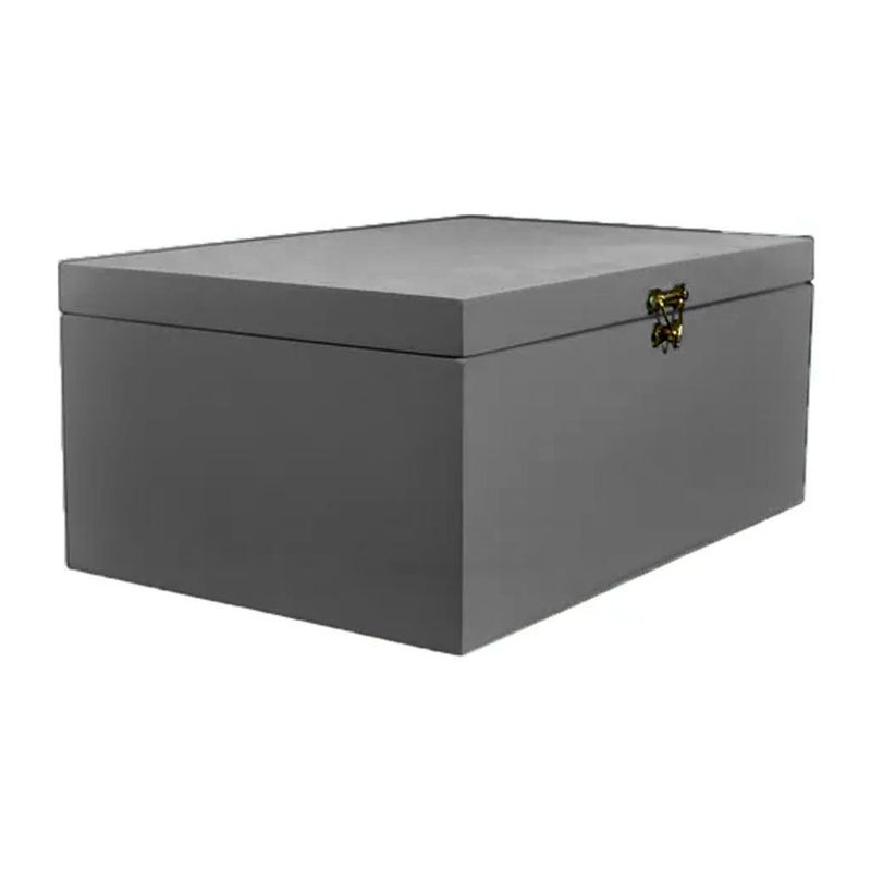 Caixa Lisa com Dobradiça e Fecho 45x30x15 Mdf Pintado CINZA