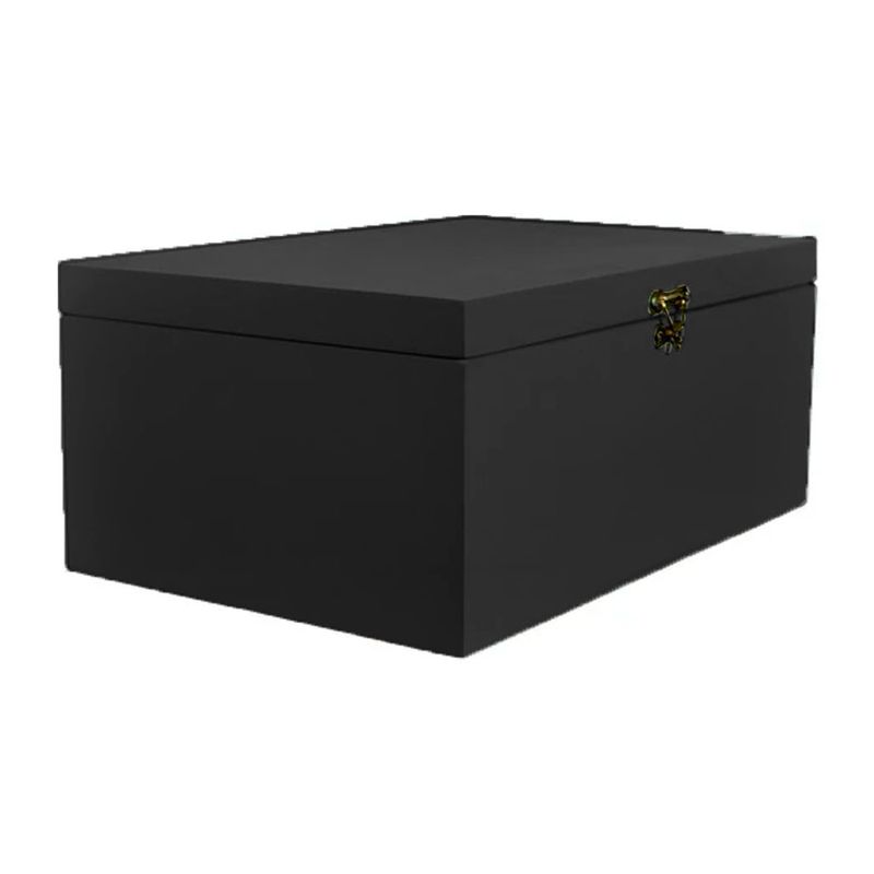Caixa Lisa com Dobradiça e Fecho 45x30x15 Mdf Pintado PRETO