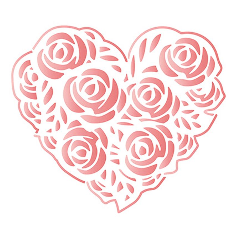 Stencil Especial Pintura Coração de Rosas 10x10 Stx-352 - Litoarte